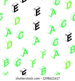 Light Green vector seamless background with 3D signs of alphabet. Abstract illustration with 3D ABC symbols. Design for wallpaper, fabric makers.
