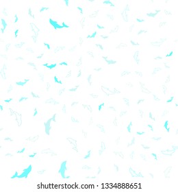 Light Green vector seamless background with dolphins. Decorative design in natural style with sea dolphins. Pattern for wildlife ad, booklets.