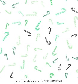 Light Green vector seamless background with tasty xmas sweets.