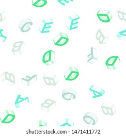 Light Green vector seamless background with 3D signs of alphabet. Colorful gradient design in 3D style with signs of alphabet. Design for wallpaper, fabric makers.