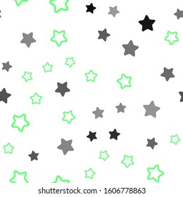 Light Green vector seamless background with colored stars. Glitter abstract illustration with colored stars. Pattern for trendy fabric, wallpapers.