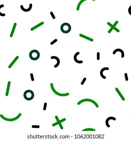 Light Green vector seamless cover with abstract shapes. Colorful seamless gradient with lines and signs of maths. Pattern for trendy fabric, wallpapers.