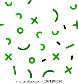 Light Green vector seamless cover with abstract shapes. Colorful seamless gradient with lines and signs of maths. Pattern for design of window blinds, curtains.