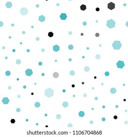 Light Green vector seamless cover with set of hexagons. Illustration of colored hexagons on white surface. Pattern can for your ad, booklets.