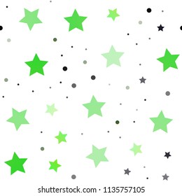 Light Green vector seamless cover with small and big stars. Stars on blurred abstract background with gradient. Smart design for your business advert.