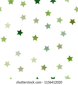 Light Green vector seamless cover with small and big stars. Blurred decorative design in simple style with stars. The pattern can be used for new year ad, booklets.