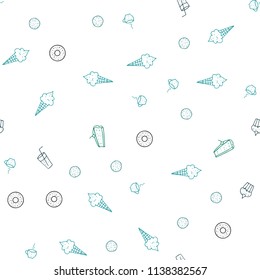 Light Green vector seamless cover with cuisine gourmet. Blurred decorative design of snacks in doodle style. Template for meal cooking in kitchen.