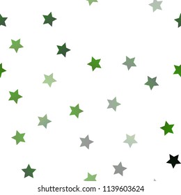 Light Green vector seamless cover with small and big stars. Stars on blurred abstract background with gradient. The pattern can be used for websites.