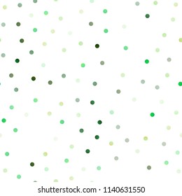 Light Green vector seamless cover with spots. Glitter abstract illustration with blurred drops of rain. New design for ad, poster, banner of your website.