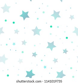 Light Green vector seamless cover with small and big stars. Blurred decorative design in simple style with stars. The pattern can be used for new year ad, booklets.