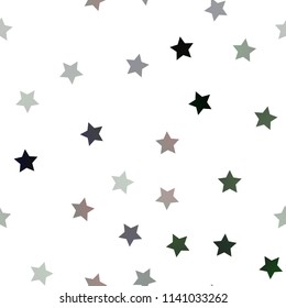 Light Green vector seamless cover with small and big stars. Glitter abstract illustration with colored stars. The pattern can be used for websites.