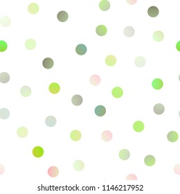 Light Green vector seamless cover with spots. Glitter abstract illustration with blurred drops of rain. The pattern can be used for ads, leaflets of liquid.