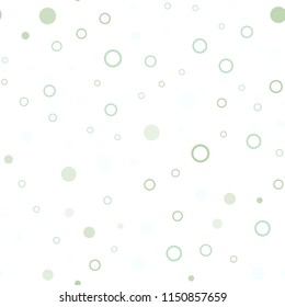 Light Green vector seamless cover with spots. Illustration with set of shining colorful abstract circles. Pattern for design of window blinds, curtains.