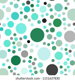 Light Green vector seamless cover with spots. Illustration with set of shining colorful abstract circles. Pattern can be used as texture of wallpapers.