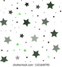 Light Green vector seamless cover with small and big stars. Stars on blurred abstract background with gradient. Best design for your ad, poster, banner.