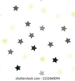 Light Green vector seamless cover with small and big stars. Modern geometrical abstract illustration with stars. Smart design for your business advert.