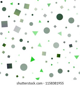 Light Green vector seamless cover in polygonal style with circles. Abstract gradient illustration with circles, triangles, cubes. Pattern for trendy fabric, wallpapers.
