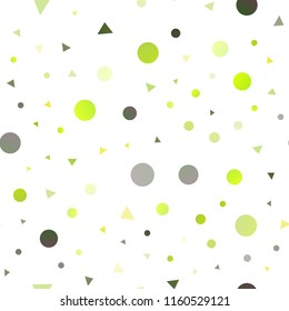 Light Green vector seamless cover in polygonal style with circles. Modern abstract illustration with colorful dots, lines. Trendy design for wallpaper, fabric makers.
