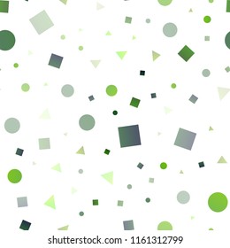 Light Green vector seamless cover in polygonal style with circles. Glitter abstract illustration with spheres, squares, lines. Design for textile, fabric, wallpapers.