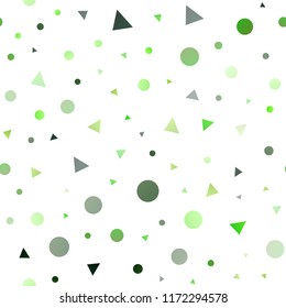 Light Green vector seamless cover in polygonal style with circles. Circles, lines on abstract background with colorful gradient. Pattern for design of fabric, wallpapers.