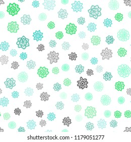 Light Green vector seamless cover with beautiful snowflakes. Shining colored illustration with snow in christmas style. Pattern for design of window blinds, curtains.