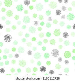 Light Green vector seamless cover with beautiful snowflakes. Decorative shining illustration with snow on abstract template. Trendy design for wallpaper, fabric makers.