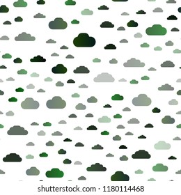 Light Green vector seamless cover with clouds. Beautiful illustration with colorful sky, clouds. Design for textile, fabric, wallpapers.