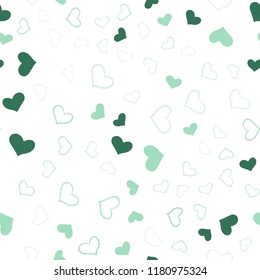 Light Green vector seamless cover with Shining hearts. Illustration with hearts in love concept for valentine's day. Design for ad, poster, banner of Valentine Day.