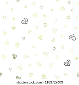 Light Green vector seamless cover with Shining hearts. Illustration with hearts in love concept for valentine's day. Beautiful design for your business advert of anniversary.