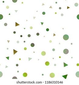 Light Green vector seamless cover in polygonal style with circles. Beautiful illustration with circles, triangles in nature style. Trendy design for wallpaper, fabric makers.