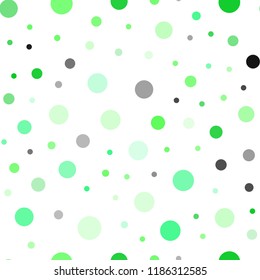 Light Green vector seamless cover with spots. Abstract illustration with colored bubbles in nature style. Pattern for design of window blinds, curtains.