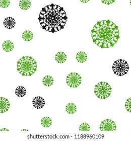 Light Green vector seamless cover with beautiful snowflakes. Blurred decorative design in xmas style with snow. Design for textile, fabric, wallpapers.