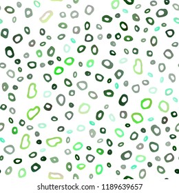 Light Green vector seamless cover with circles. Glitter abstract illustration with blurred drops of rain. Pattern for trendy fabric, wallpapers.