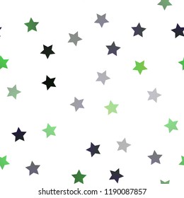 Light Green vector seamless cover with small and big stars. Stars on blurred abstract background with gradient. Smart design for your business advert.
