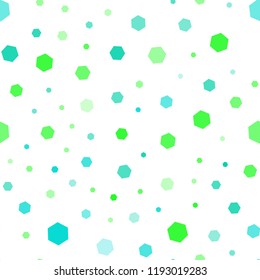 Light Green vector seamless cover with set of hexagons. Colorful hexagons on white backdrop. Pattern for ads, leaflets.