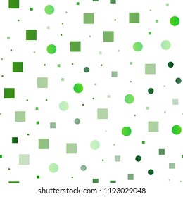 Light Green vector seamless cover with circles, cubes. Illustration with set of shining colorful abstract circles, cubes. Pattern for trendy fabric, wallpapers.