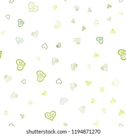 Light Green vector seamless cover with Shining hearts. Illustration with hearts in love concept for valentine's day. Design for ad, poster, banner of Valentine Day.