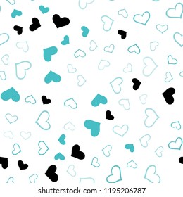 Light Green vector seamless cover with Shining hearts. Decorative shining illustration with hearts on abstract template. Pattern can be used for valentine's ad, booklets.