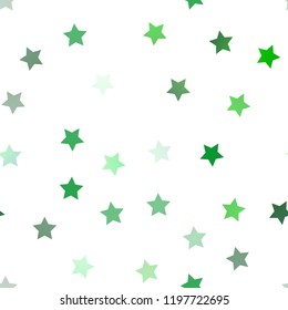Light Green vector seamless cover with small and big stars. Glitter abstract illustration with colored stars. The pattern can be used for websites.
