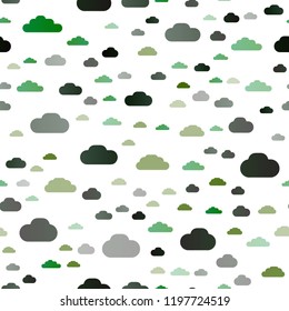 Light Green vector seamless cover with clouds. Colorful illustration with abstract clouds. Pattern for trendy fabric, wallpapers.