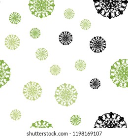 Light Green vector seamless cover with beautiful snowflakes. Shining colored illustration with snow in christmas style. Template for business cards, websites.