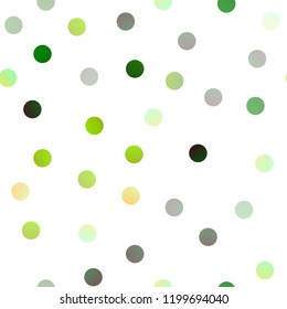 Light Green vector seamless cover with spots. Beautiful colored illustration with blurred circles in nature style. Completely new template for your brand book.