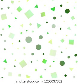 Light Green vector seamless cover in polygonal style with circles. Circles, lines, rhombus with colorful gradient. Trendy design for wallpaper, fabric makers.