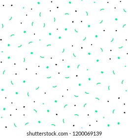 Light Green vector seamless cover with spots, lines. Illustration with set of colorful abstract circles and lines. Design for textile, fabric, wallpapers.
