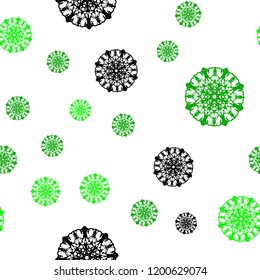 Light Green vector seamless cover with beautiful snowflakes. Glitter abstract illustration with crystals of ice. Template for business cards, websites.