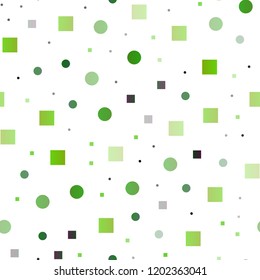Light Green vector seamless cover with circles, cubes. Colorful gradient with circles, rectangles on abstract backdrop. Pattern for design of fabric, wallpapers.