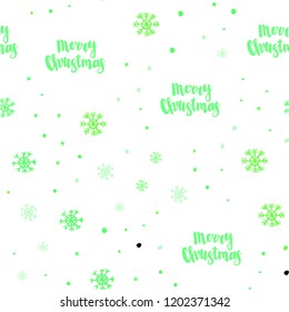 Light Green vector seamless cover with beautiful snowflakes. Glitter abstract illustration with crystals of ice. Pattern for trendy fabric, wallpapers.