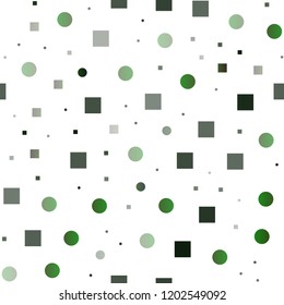 Light Green vector seamless cover with circles, cubes. Colorful gradient with circles, rectangles on abstract backdrop. Design for textile, fabric, wallpapers.