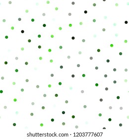 Light Green vector seamless cover with spots. Glitter abstract illustration with blurred drops of rain. Completely new template for your brand book.