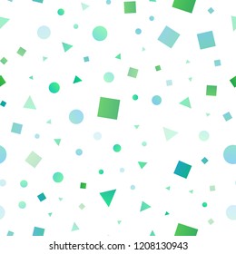 Light Green vector seamless cover in polygonal style with circles. Circles, lines, rhombus with colorful gradient. Design for textile, fabric, wallpapers.